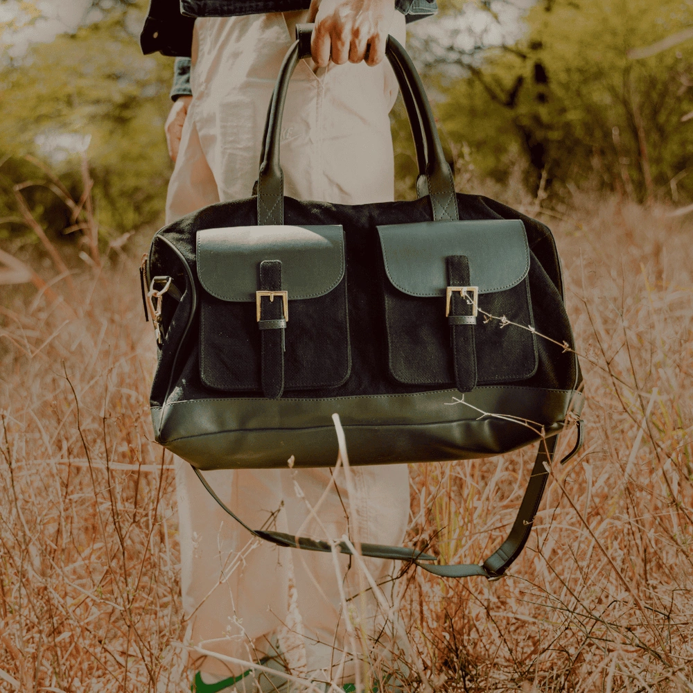 AMPLYF Travel Companion of the Season - Vegan Leather Duffle Bag, by Green Hermitage